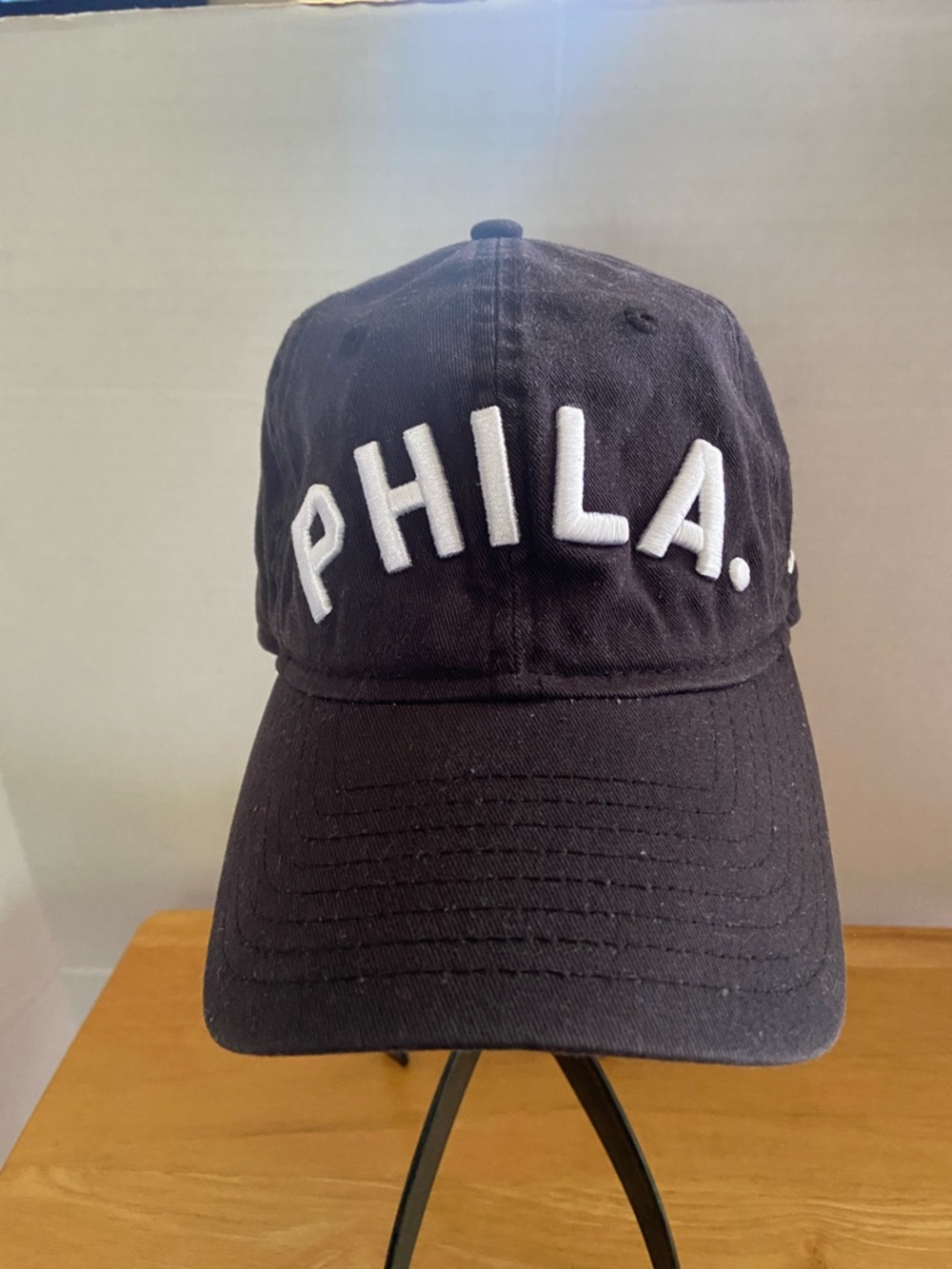 New Era Black Cap with White PHILA. Embroidery